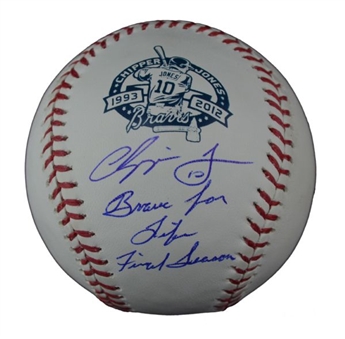 Chipper Jones Signed and Inscribed "Brave for Life Final Season"  Baseball